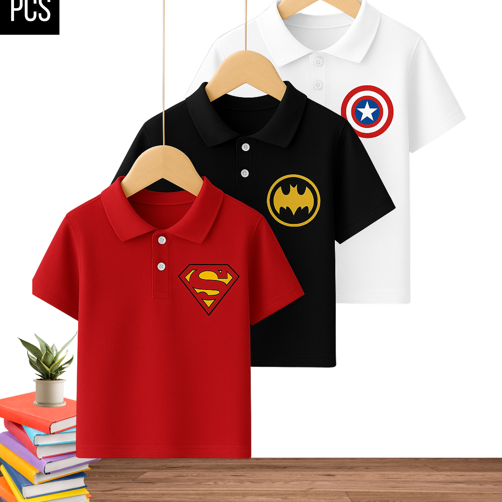 Super Hero Printed Polo Combo– Pack of 3  (3382)