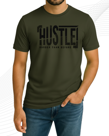 Olive Hustle T-Shirt/Tee for Men – Cotton Jersey Fabric (Code 5154)
