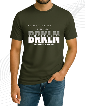 Olive BRKLN T-Shirt/Tee for Men – Cotton Jersey Fabric (Code 5155)