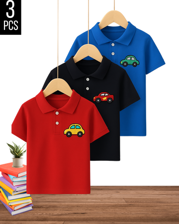 Super Car Printed Polo Combo– Pack of 3  (3383)