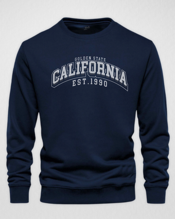 Navy Blue Men's Printed Sweatshirt – Warm and Stylish Fleece (3775)