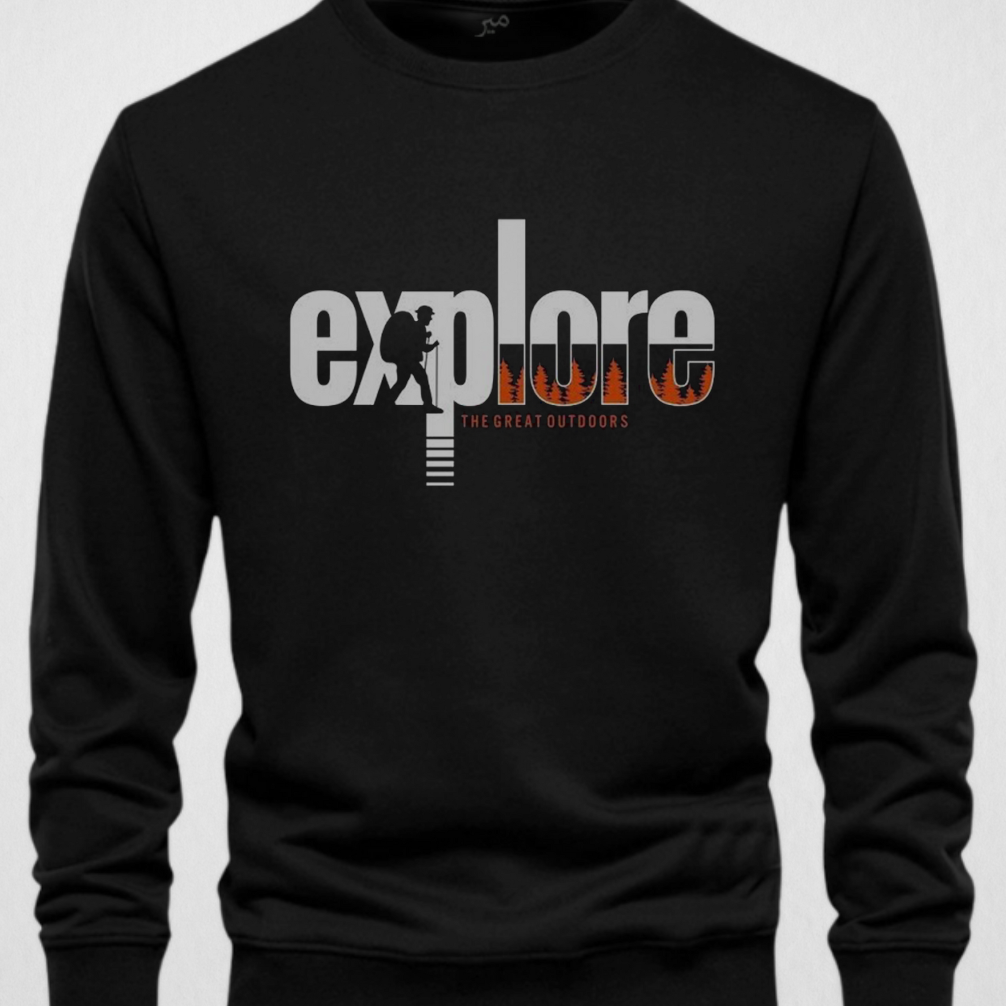 Black Men's Printed Sweatshirt – Warm and Stylish Fleece (3776)