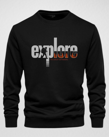 Black Men's Printed Sweatshirt – Warm and Stylish Fleece (3776)