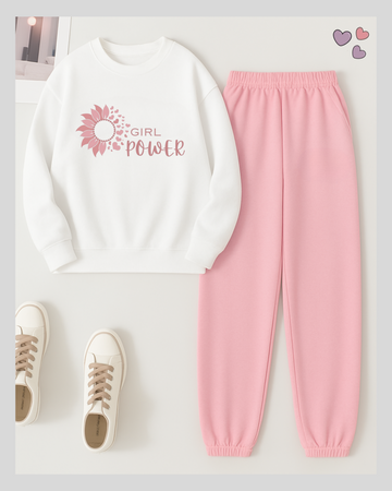 2 Pcs Girl Flower Winter TrackSuit (Code 3626)