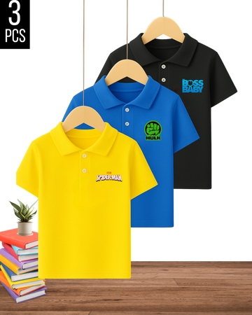 Boys Printed Polo Combo– Pack of 3  (3385)