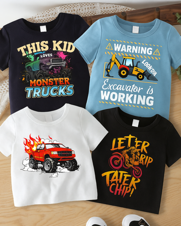 Pack of 4 Printed T-Shirts for Boys – Fun & Colorful Designs (3387)