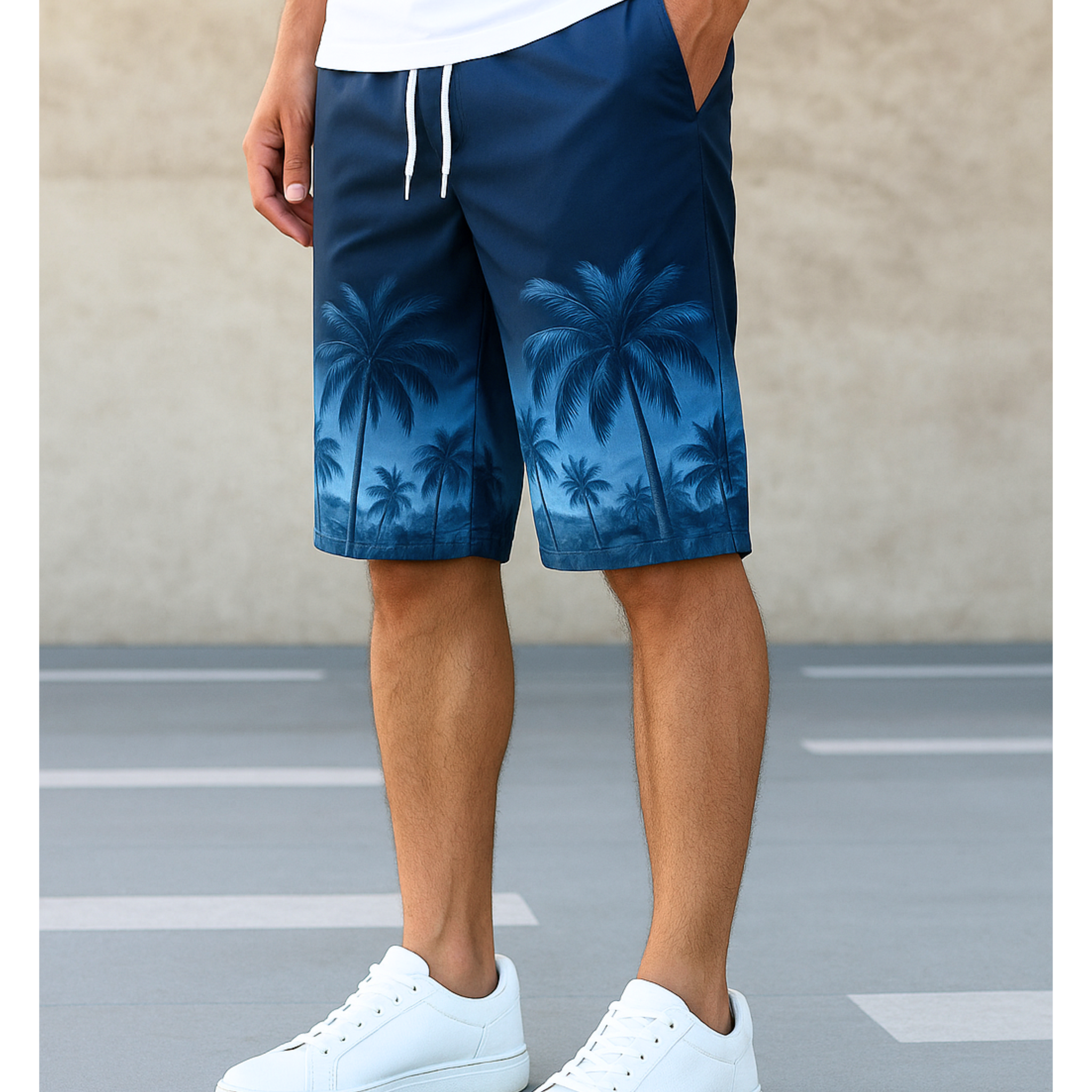 Men’s Blue Beach Digital Printed Shorts – Soft & Comfortable (3317)