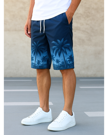 Men’s Blue Beach Digital Printed Shorts – Soft & Comfortable (3317)