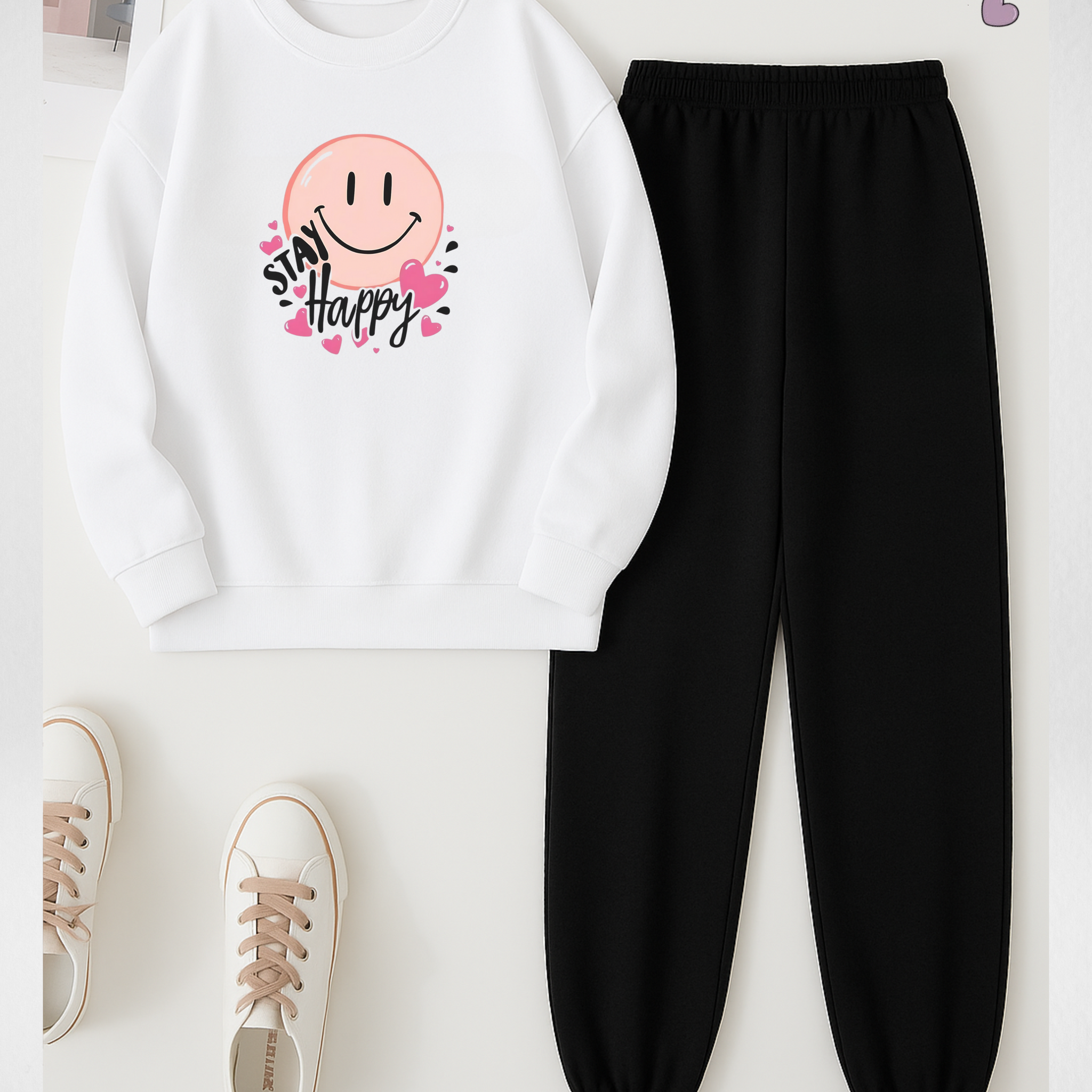 2 Pcs Stay Happy Winter TrackSuit (Code 3629)