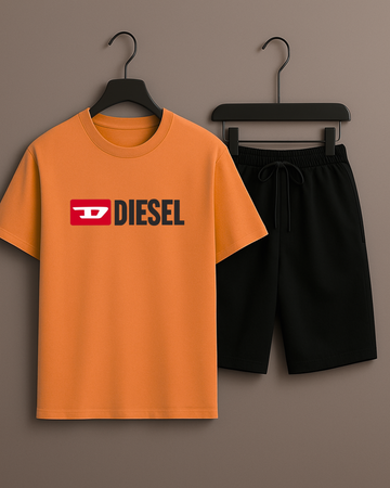 Orange T-Shirt Printed with Black Shorts– Comfortable Wear (3371)