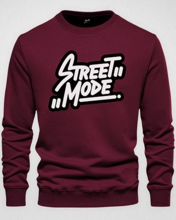 Maroon Men's Printed Sweatshirt – Warm and Stylish Fleece (3779)