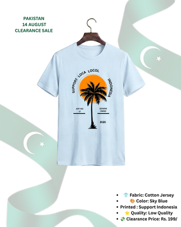 Sky Blue Printed T-Shirt/Tee for Men – Cotton Jersey Fabric (Code 5524)