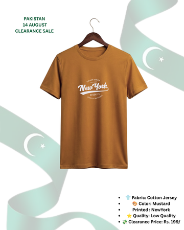Mustard Printed T-Shirt/Tee for Men – Cotton Jersey Fabric (Code 5521)