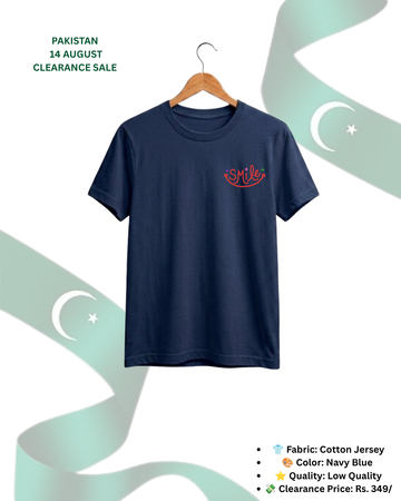 Navy Blue Printed T-Shirt/Tee for Men – Cotton Jersey Fabric (Code 5553)