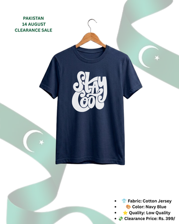 Navy Blue Printed T-Shirt/Tee for Men – Cotton Jersey Fabric (Code 5555)