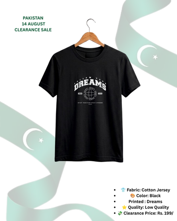 Black Printed T-Shirt/Tee for Men – Cotton Jersey Fabric (Code 5522)