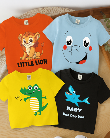 Pack of 4 Kids Printed Shirts – Fun Prints for Boys  (3391)