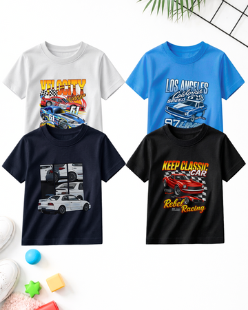 Pack of 4 Graphic Tees for Kids (Code 3388)