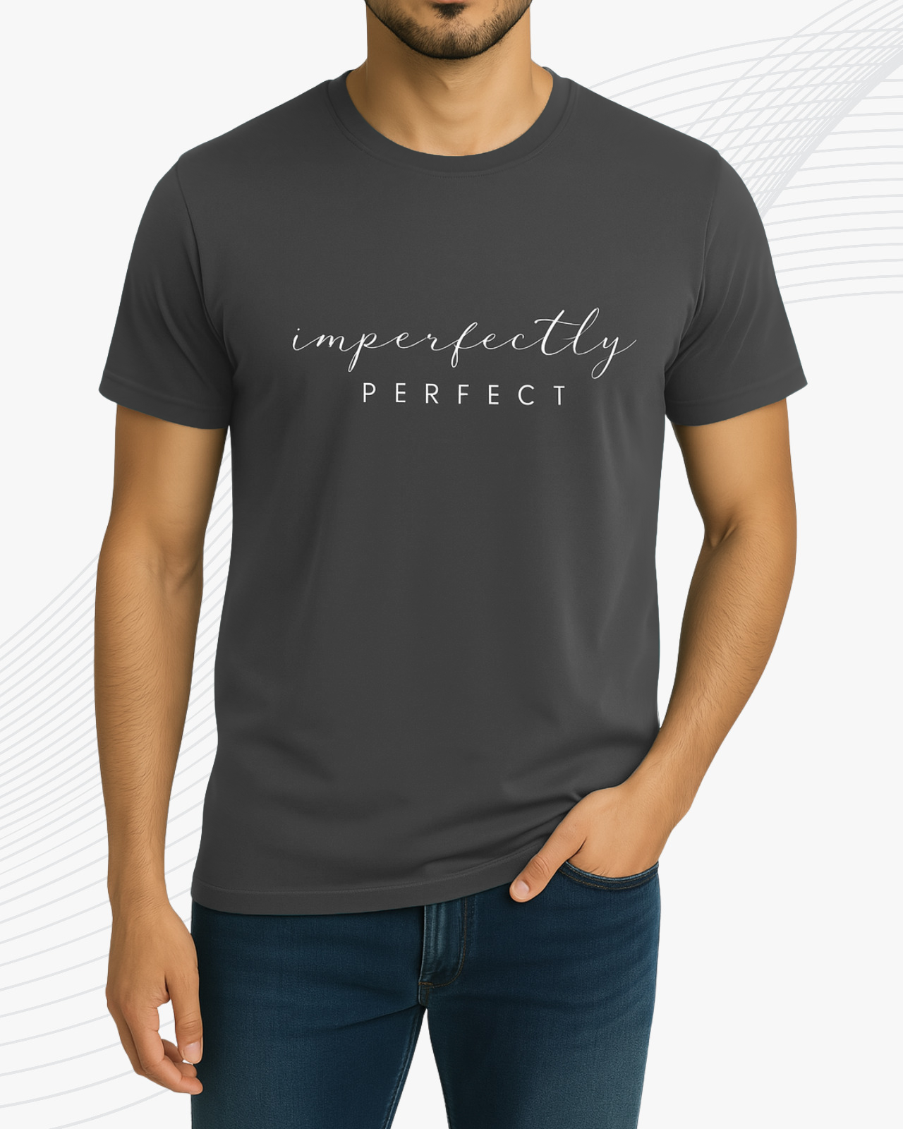 Premium Grey Printed T-Shirt/Tee for Men – Cotton Jersey Fabric (3497)