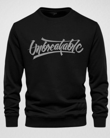 Black Men's Printed Sweatshirt – Warm and Stylish Fleece (3764)