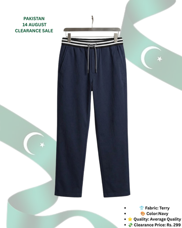 Stripe Belt Navy Terry Trouser (Code 5585)
