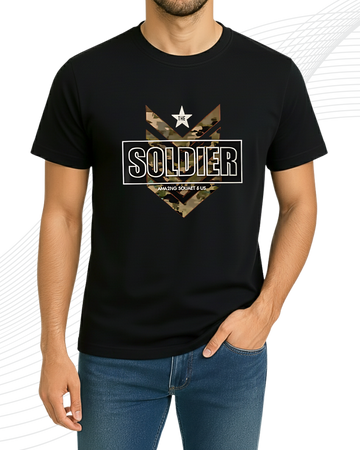 Black Soldier T-Shirt/Tee for Men – Cotton Jersey Fabric (Code 5146)