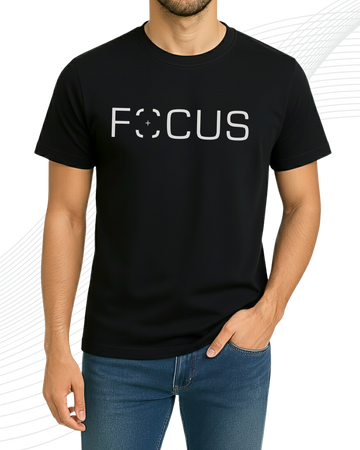 Black FOCUS T-Shirt/Tee for Men – Cotton Jersey Fabric (Code 5206)