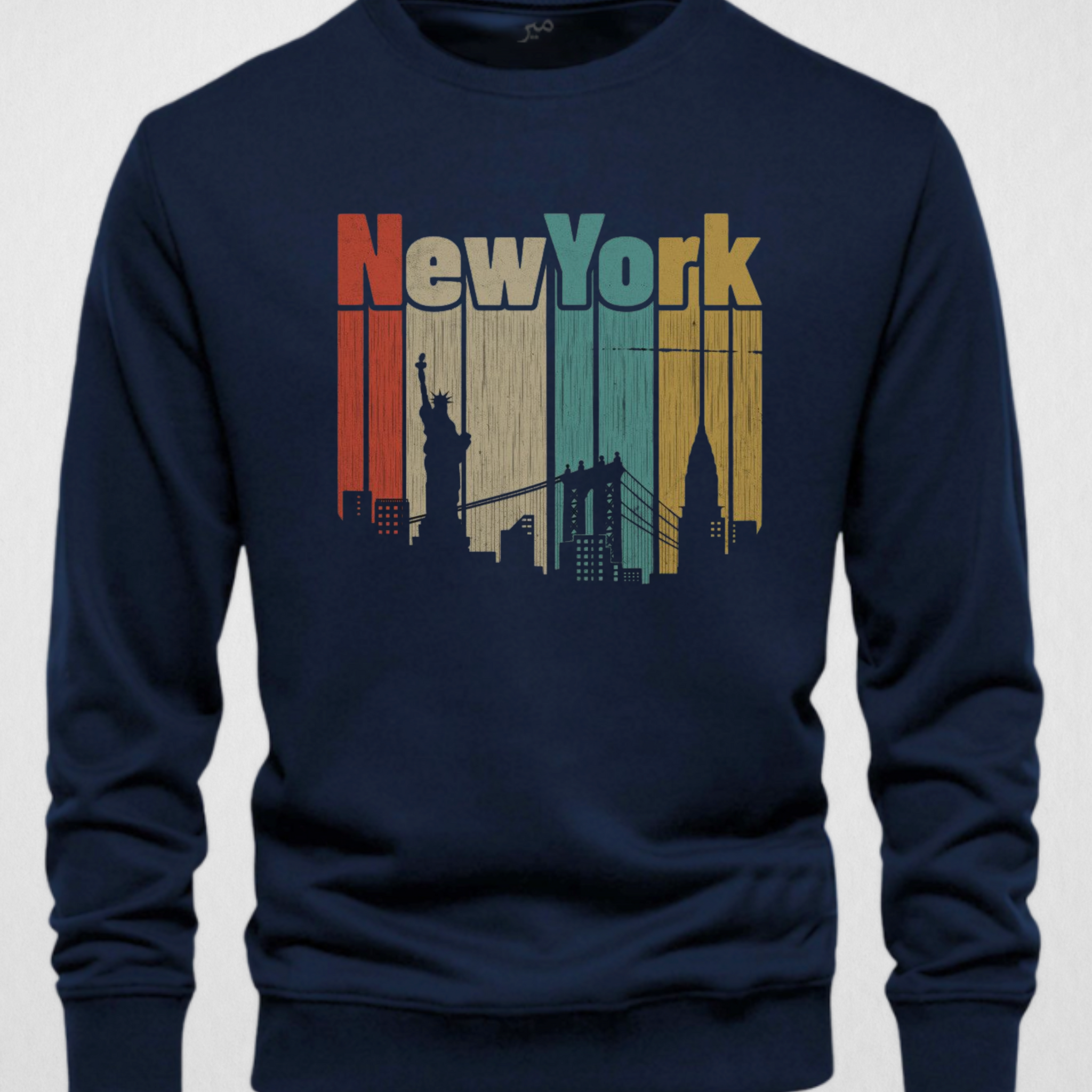 Navy Blue Men's Printed Sweatshirt – Warm and Stylish Fleece (3814)