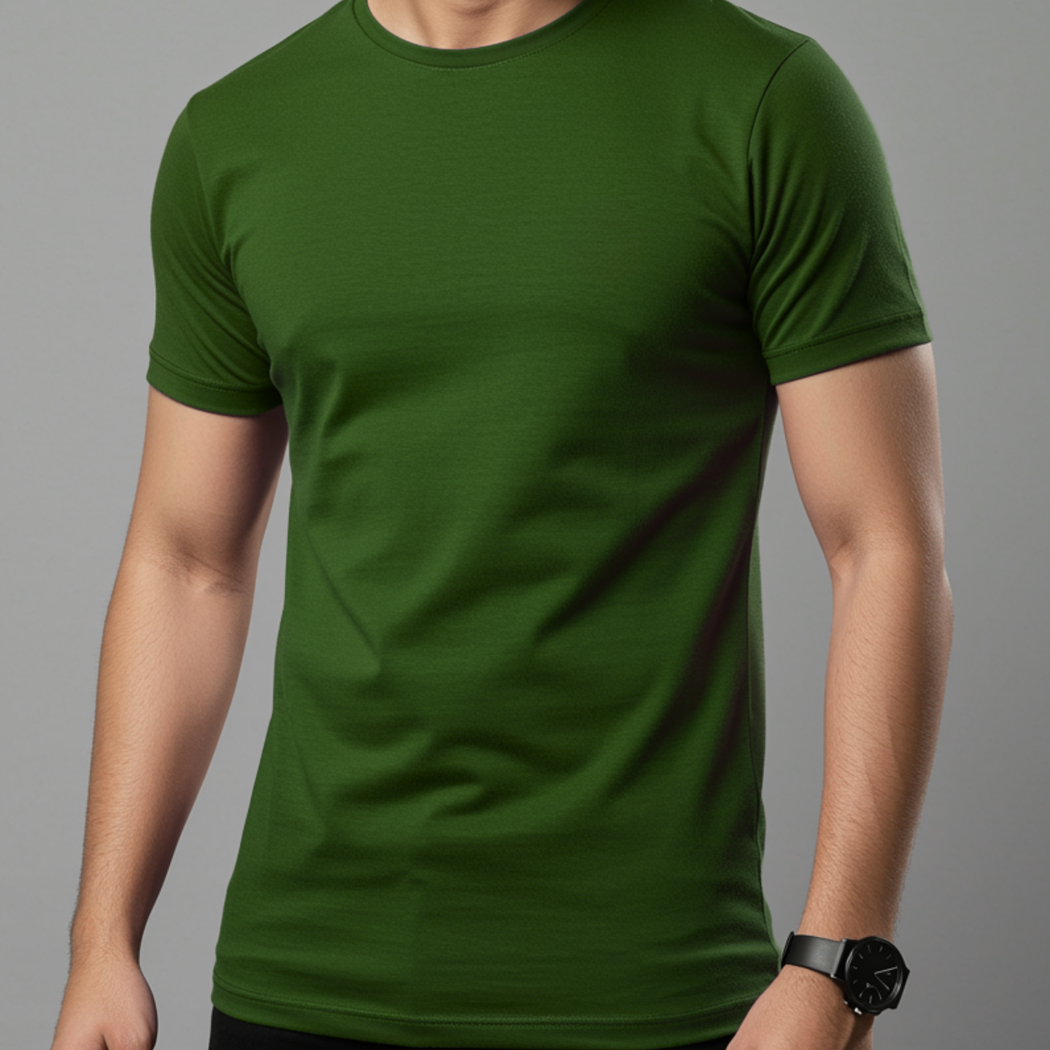 Olive Men’s Basic Tee – Jersey Fabric, Classic Fit, Everyday Comfort (3105)