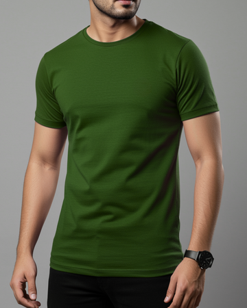 Olive Men’s Basic Tee – Jersey Fabric, Classic Fit, Everyday Comfort (3105)