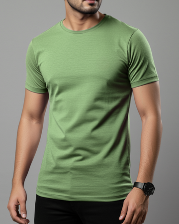 Light Green Men’s Basic Tee – Jersey Fabric, Classic Fit, Everyday Comfort (3106)
