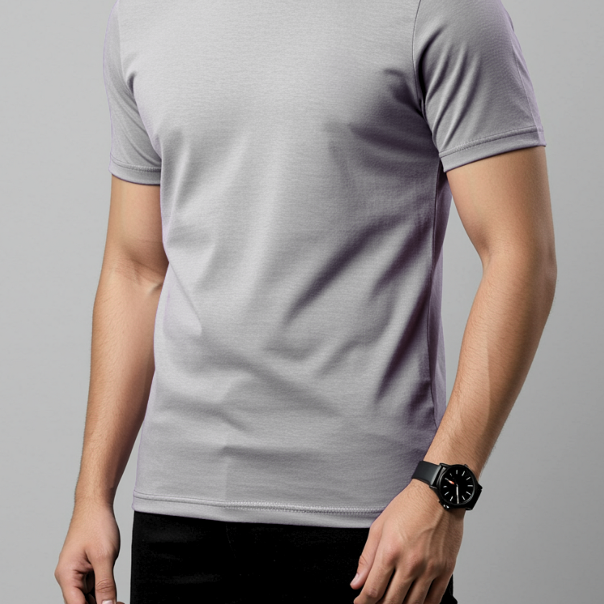 Grey Men’s Basic Tee – Jersey Fabric, Classic Fit, Everyday Comfort (3115)