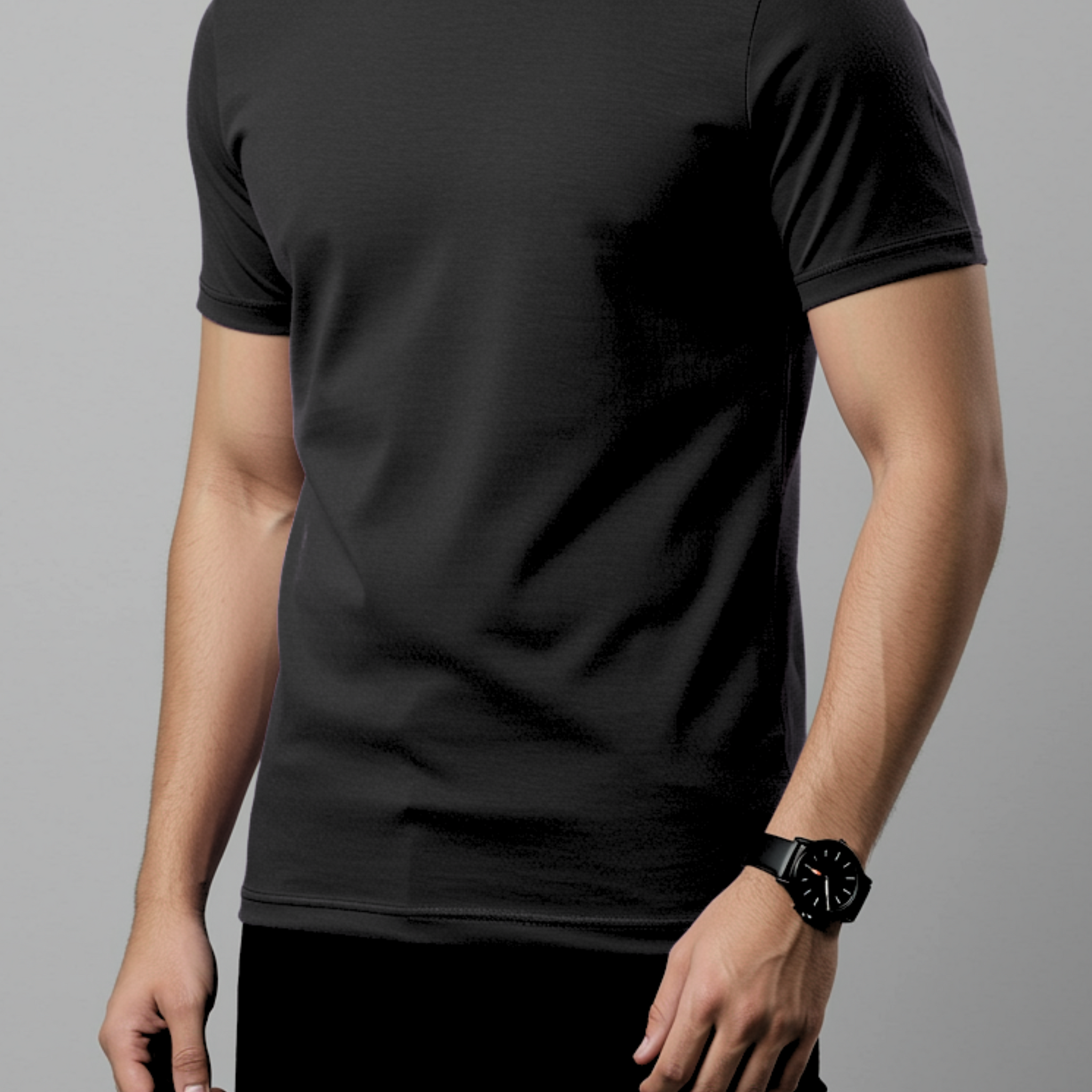 Black Men’s Basic Tee – Jersey Fabric, Classic Fit, Everyday Comfort (3104)