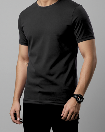 Black Men’s Basic Tee – Jersey Fabric, Classic Fit, Everyday Comfort (3104)