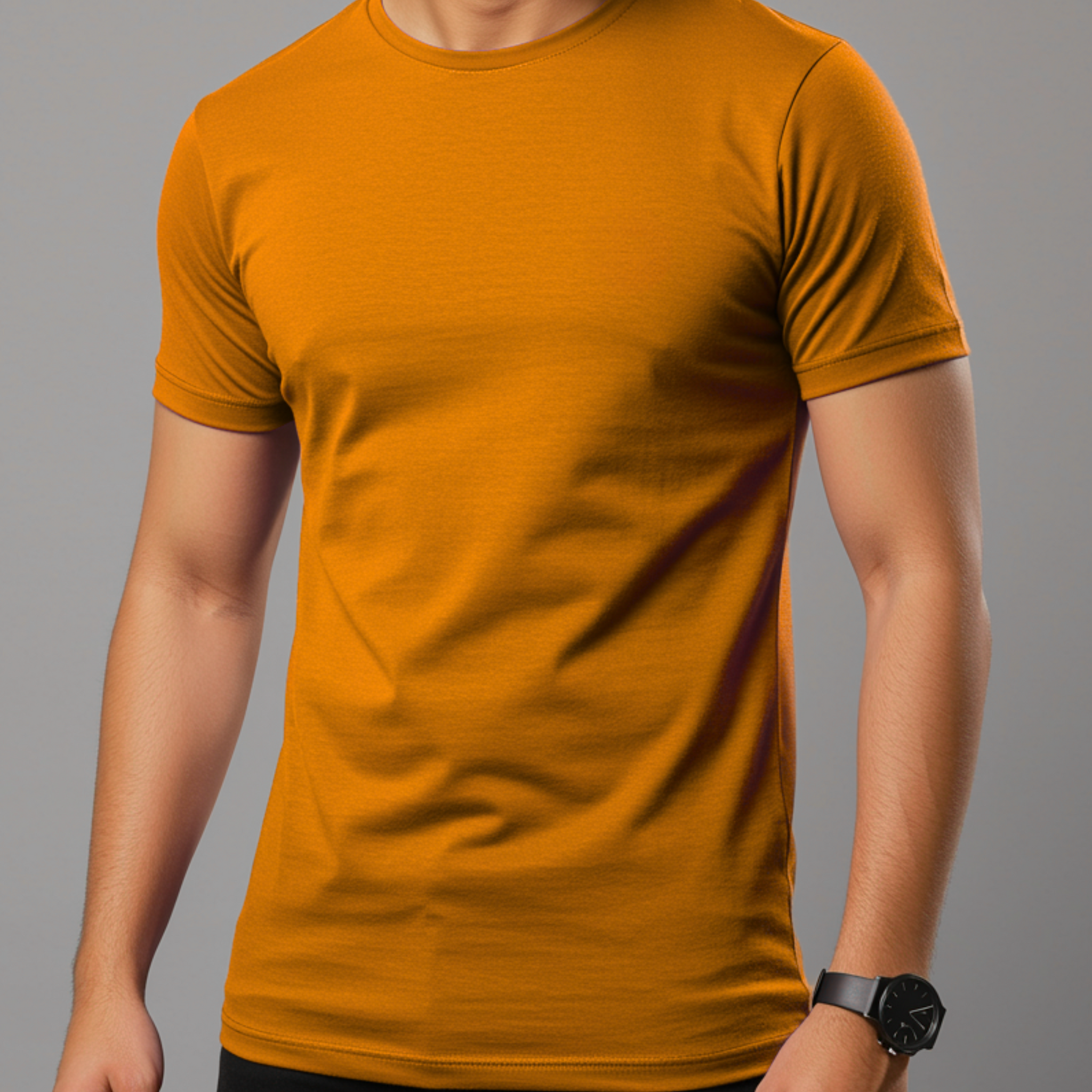 Mustard Men’s Basic Tee – Jersey Fabric, Classic Fit, Everyday Comfort (3258)