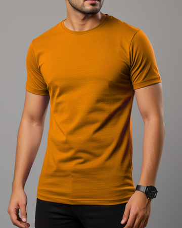 Mustard Men’s Basic Tee – Jersey Fabric, Classic Fit, Everyday Comfort (3258)