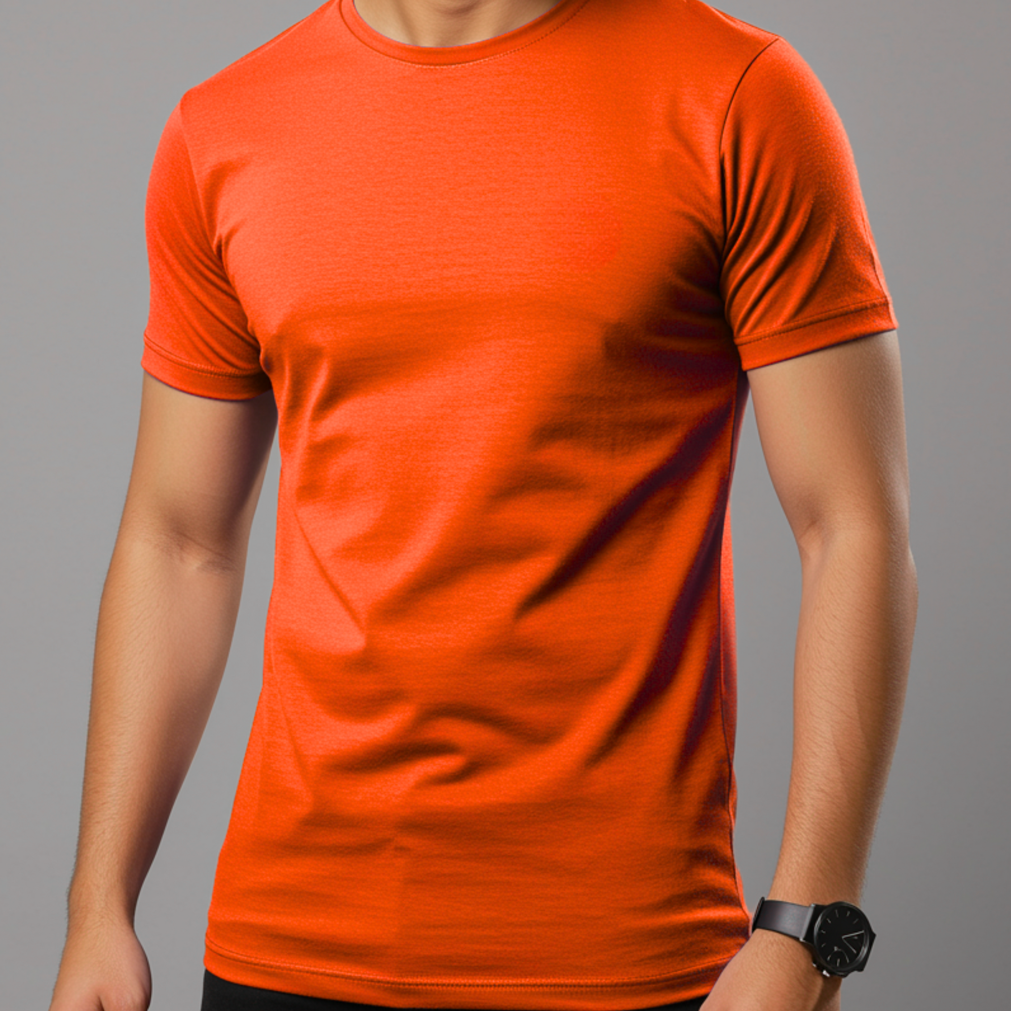 Orange Men’s Basic Tee – Jersey Fabric, Classic Fit, Everyday Comfort (3257)
