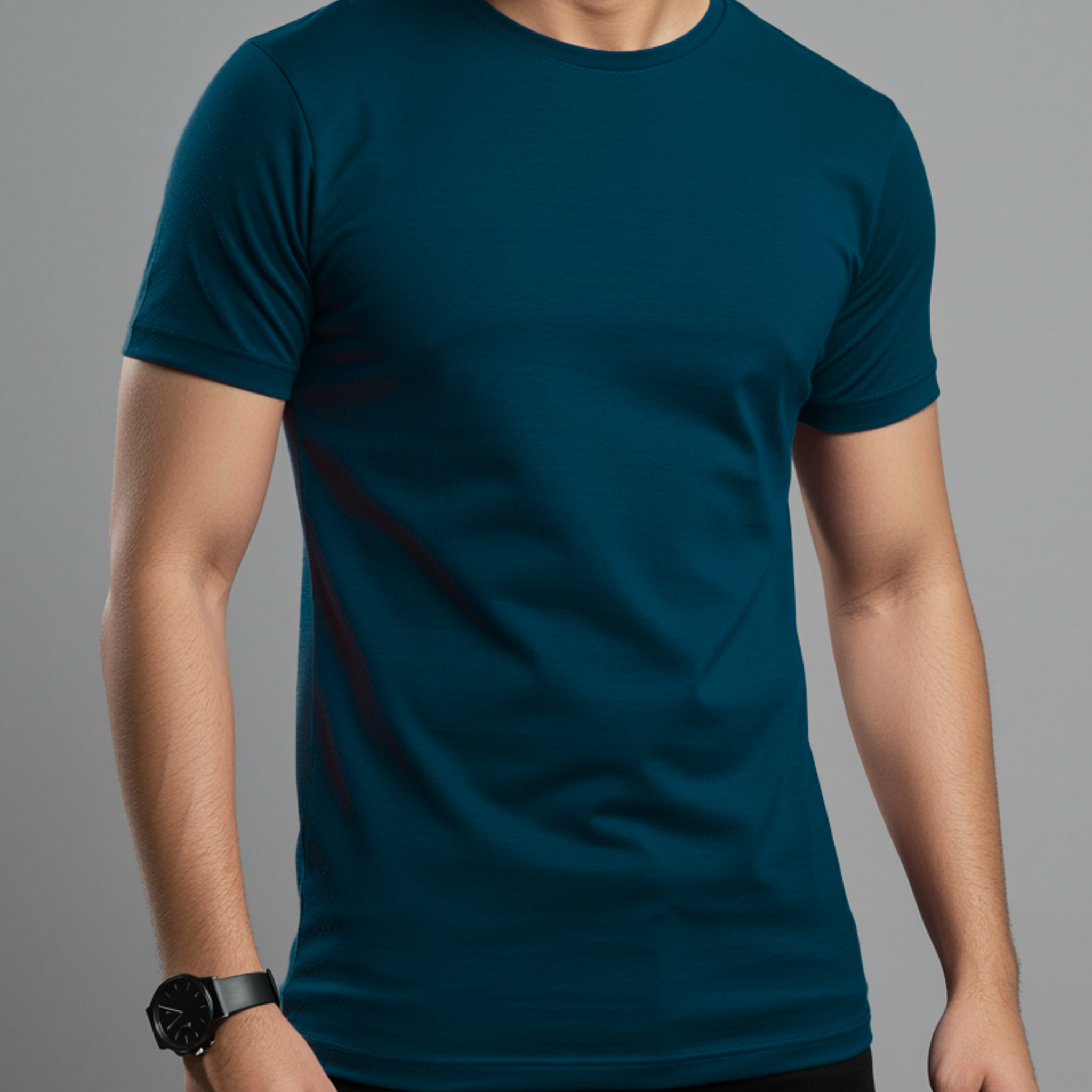 Petroleum Blue Men’s Basic Tee – Jersey Fabric, Classic Fit, Everyday Comfort (3259)