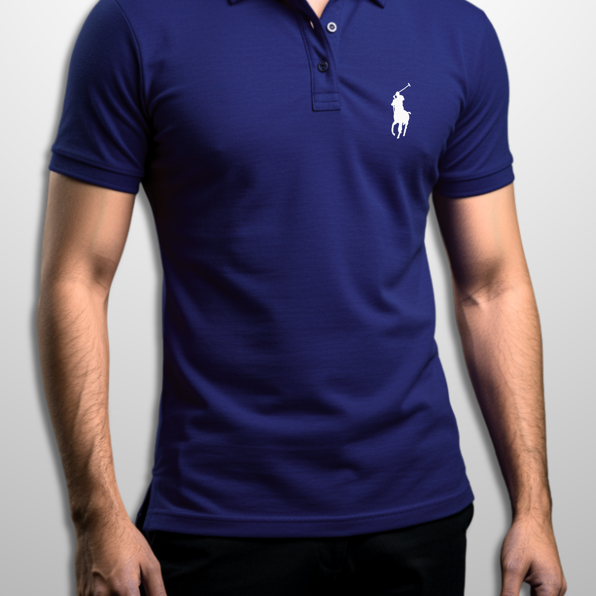 Navy Printed Polo T-Shirt – Stylish & Comfortable (3209)