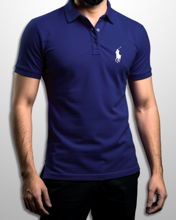 Navy Printed Polo T-Shirt – Stylish & Comfortable (3209)