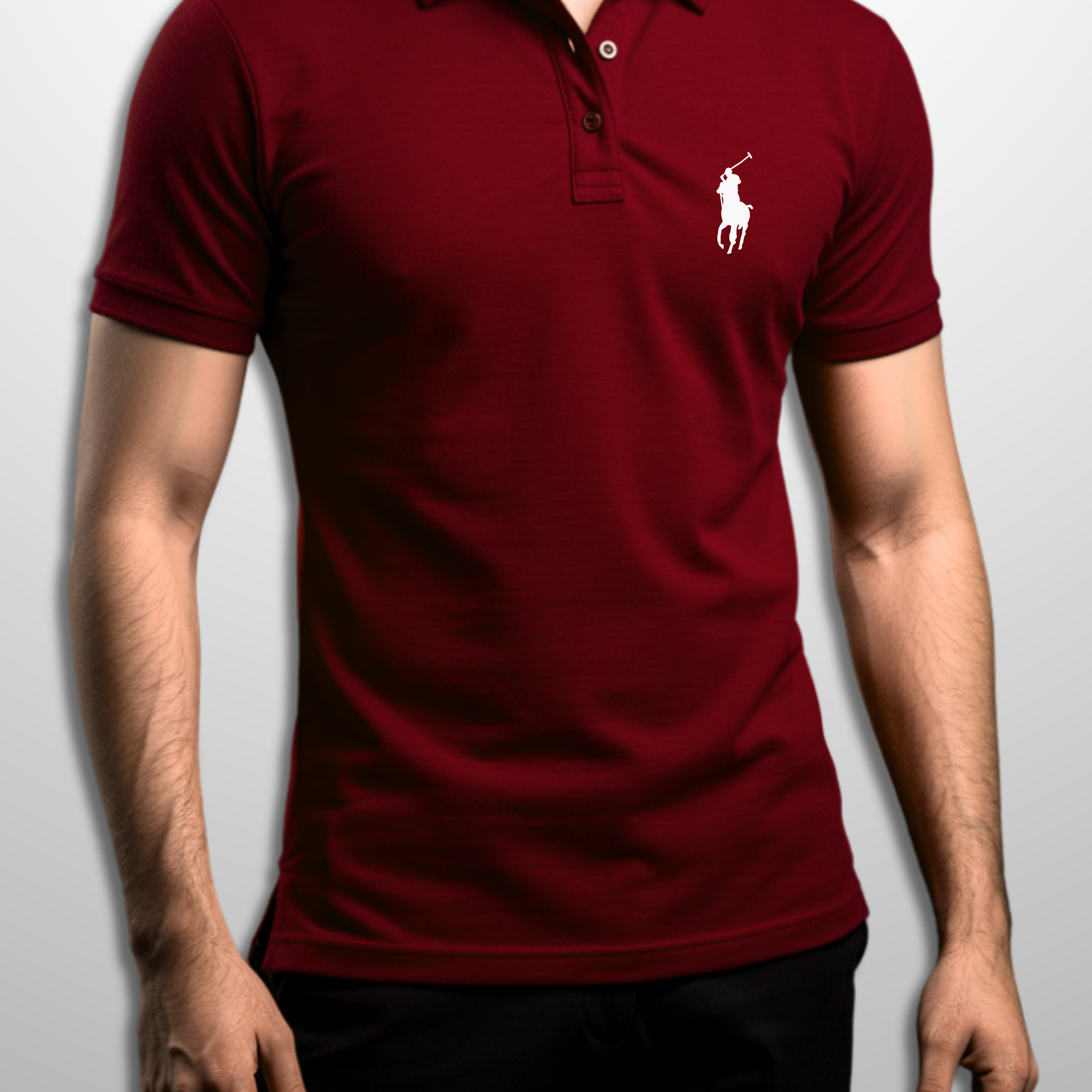 Maroon Printed Polo T-Shirt – Stylish & Comfortable (3210)