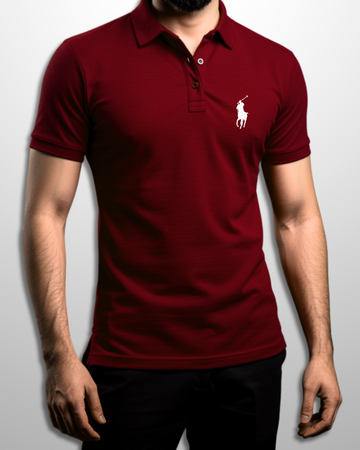 Maroon Printed Polo T-Shirt – Stylish & Comfortable (3210)