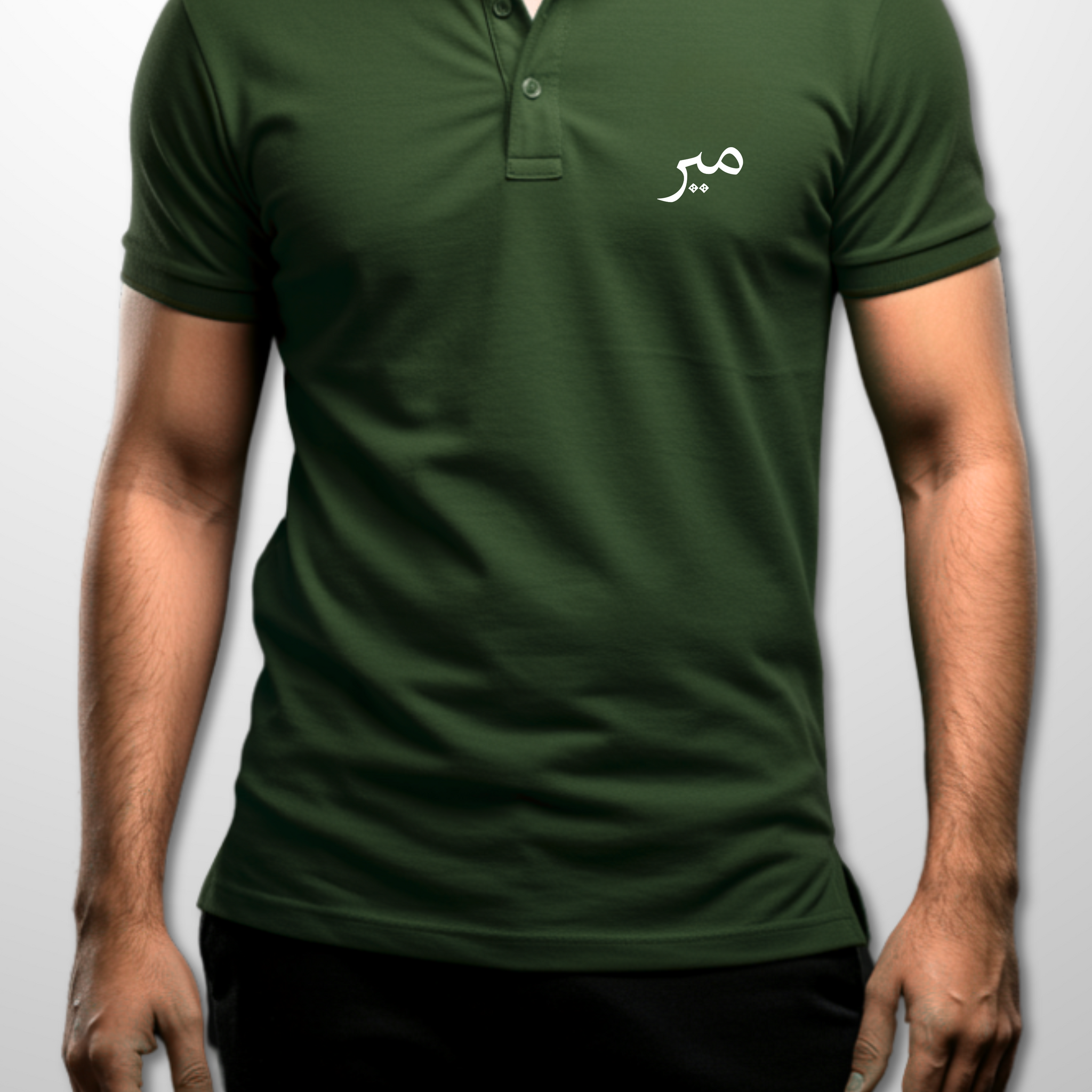 Olive Printed Polo T-Shirt – Stylish & Comfortable (3213)