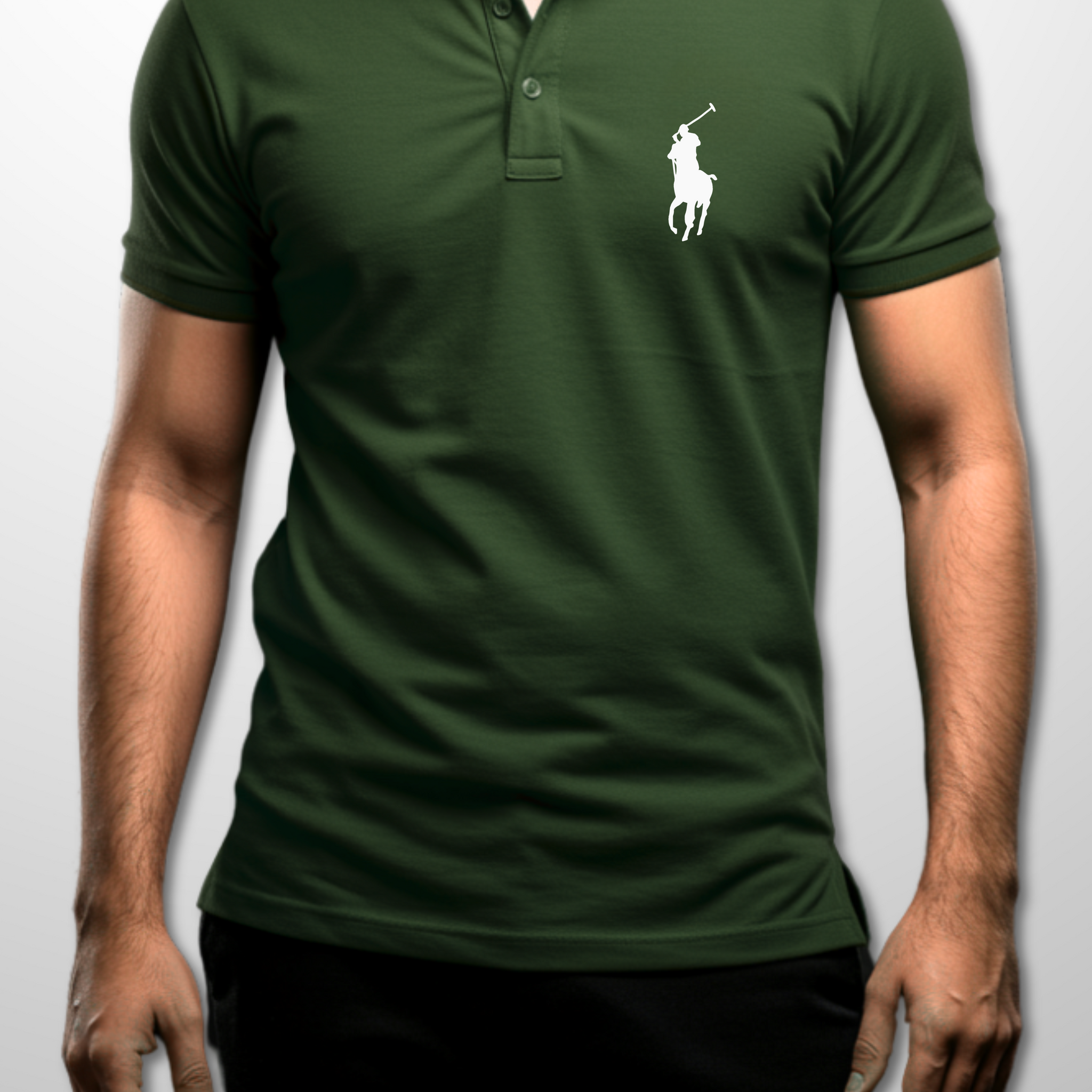 Olive Printed Polo T-Shirt – Stylish & Comfortable (3211)