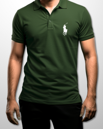 Olive Printed Polo T-Shirt – Stylish & Comfortable (3211)