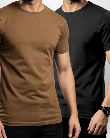 Premium Pack Of 2 Plain T-Shirt/Tee for Men – Cotton Jersey Fabric (3154)