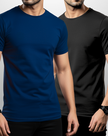 Premium Pack Of 2 Plain T-Shirt/Tee for Men – Cotton Jersey Fabric (3153)