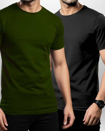 Premium Pack Of 2 Plain T-Shirt/Tee for Men – Cotton Jersey Fabric (3152)