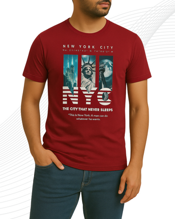 Premium NYC Printed T-Shirt/Tee for Men – Cotton Jersey Fabric (3275)