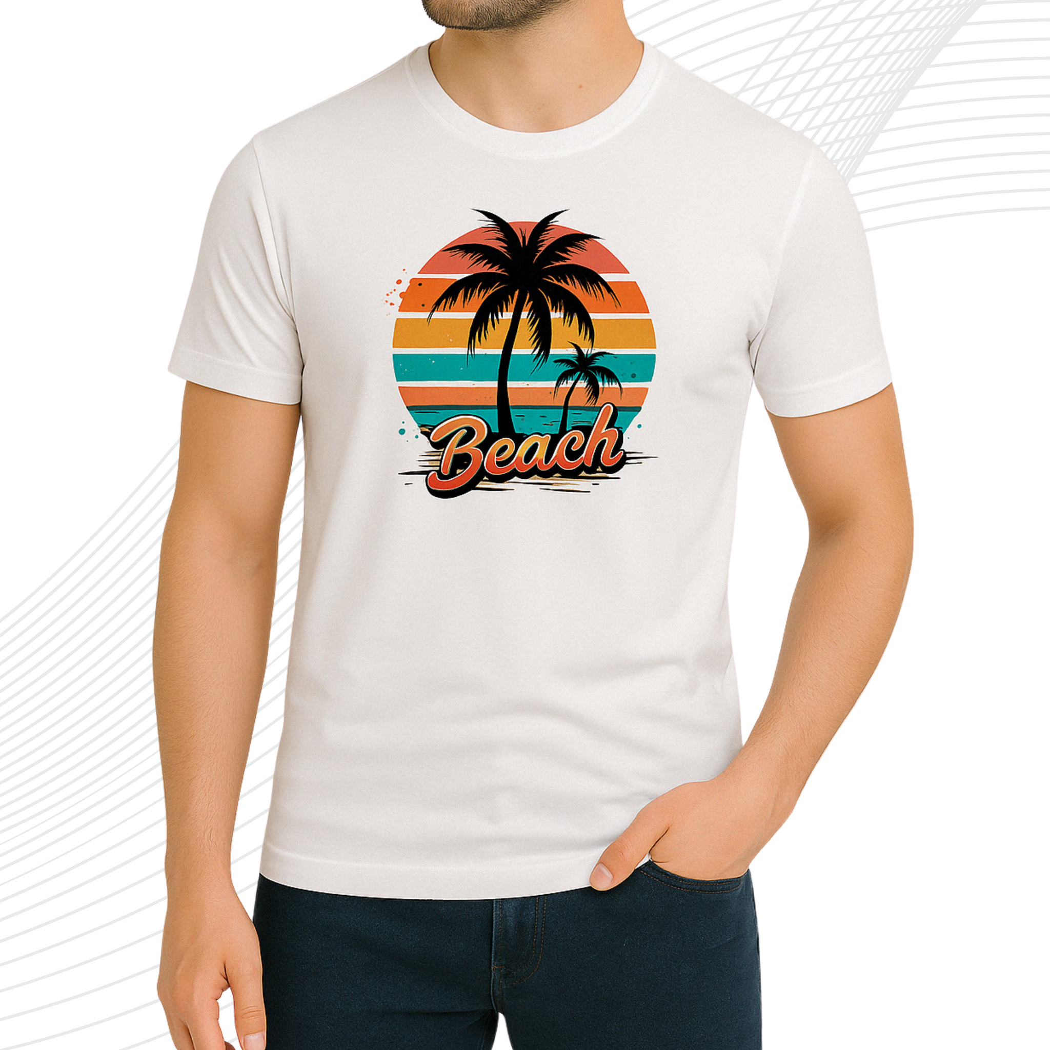 Premium Beach Printed T-Shirt/Tee for Men – Cotton Jersey Fabric (3270)